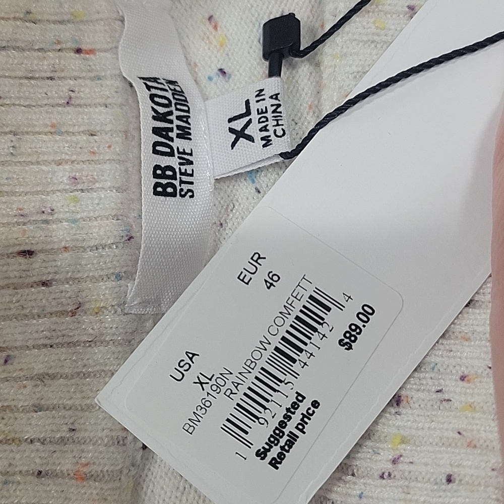 BB Dakota Steve Madden- Dresden Sweater in Rainbow Confetti-Size XL - Picture 12 of 16